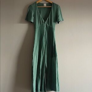 Chic Green Striped Midi Dress